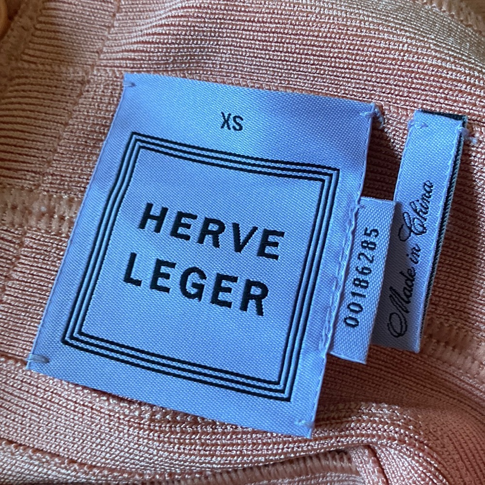 Herve Leger Peach Bandage Midi Dress
